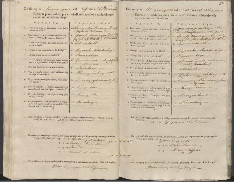 Krinčino Romos katalikų parapijos bažnyčios 1837–1839 metų priešjungtuvinės apklausos knyga