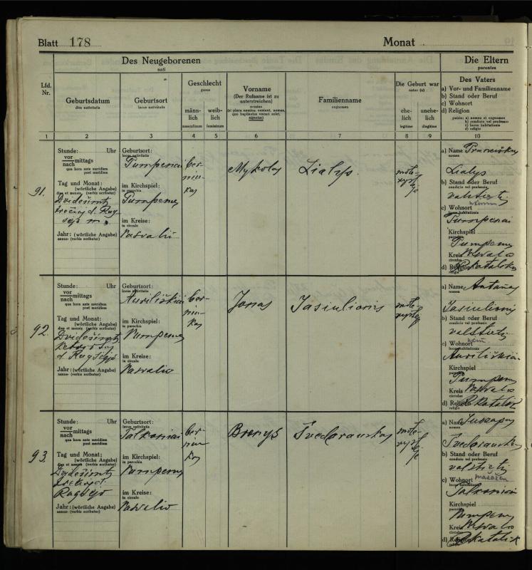 Pumpėnų Romos katalikų parapijos bažnyčios 1916–1921 metų krikšto metrikų knyga