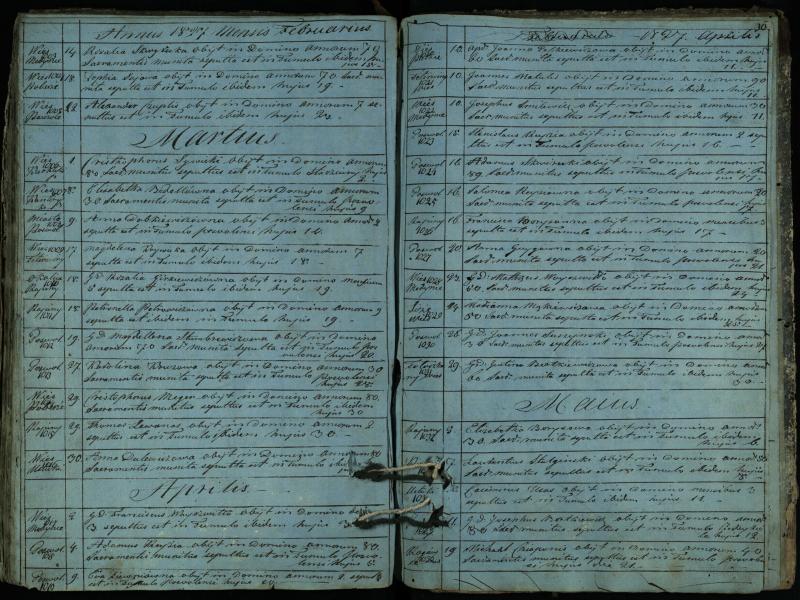 Pasvalio Romos katalikų parapijos bažnyčios 1819–1827 metų mirties metrikų knyga