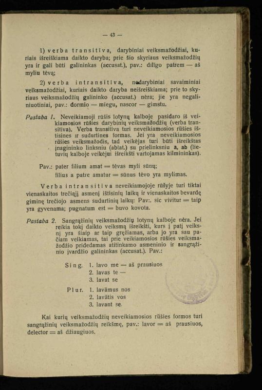 Lotynų kalbos etimologija ir pirmieji sintaksės dalykai: vidurinėms mokykloms vadovėlis (3-sios ir 4-sios kl. kursas) / K. Kliuksinas. – Kaunas: kooperacijos sąjungos „Spaudos fondo“ leidinys, 1932. – 131, [4] p.