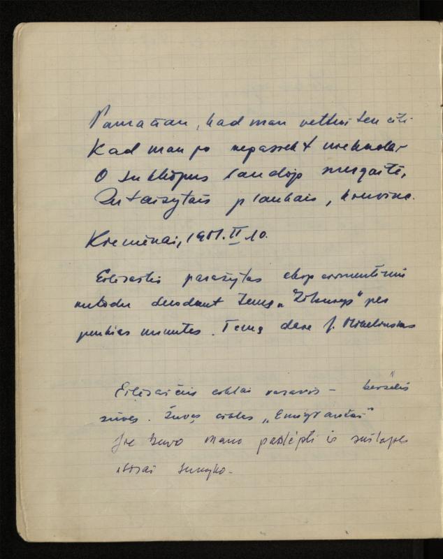 Žurnalisto, literato, vertėjo Kazimiero Pūro kūrybos V sąsiuvinis. Eilėraščiai, 1951–1952 m.