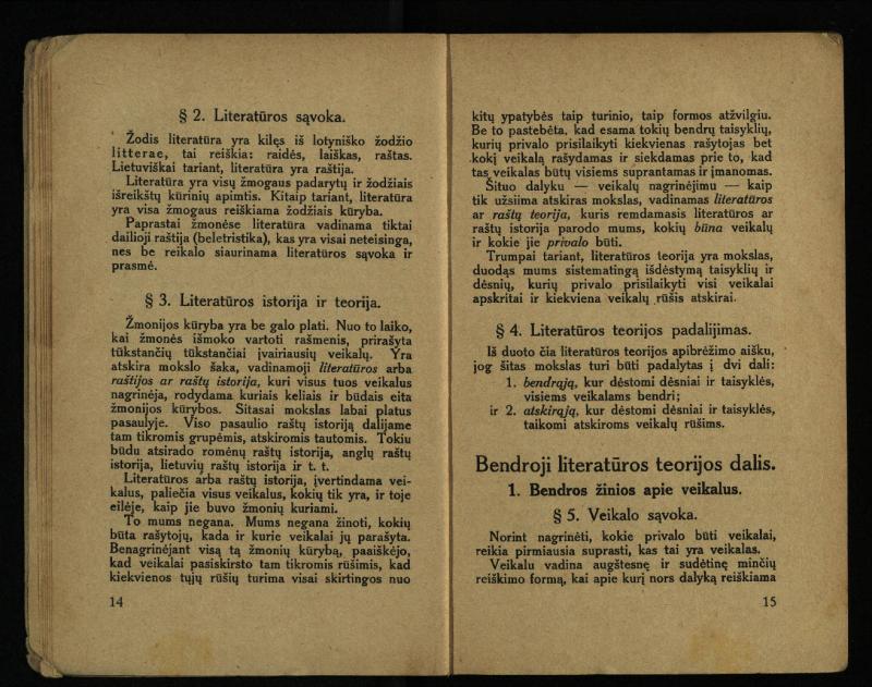 Literatūros teorija : vadovėlis aukštesniosioms mokykloms / K. Bizauskas. – 3 -ias leid. – Kaunas, 1922. – 199 p.