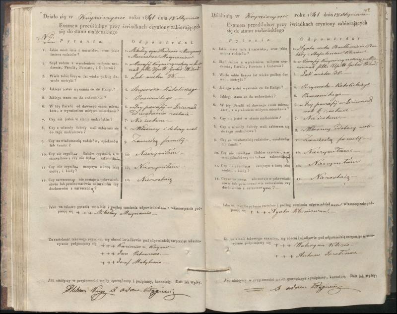 Krinčino Romos katalikų parapijos bažnyčios 1840–1844 metų priešjungtuvinės apklausos knyga