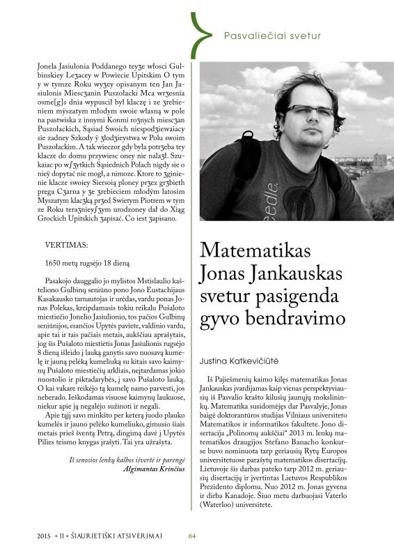 Šiaurietiški atsivėrimai : Pasvalio krašto istorijos ir kultūros žurnalas 2015, nr. 2 (39)