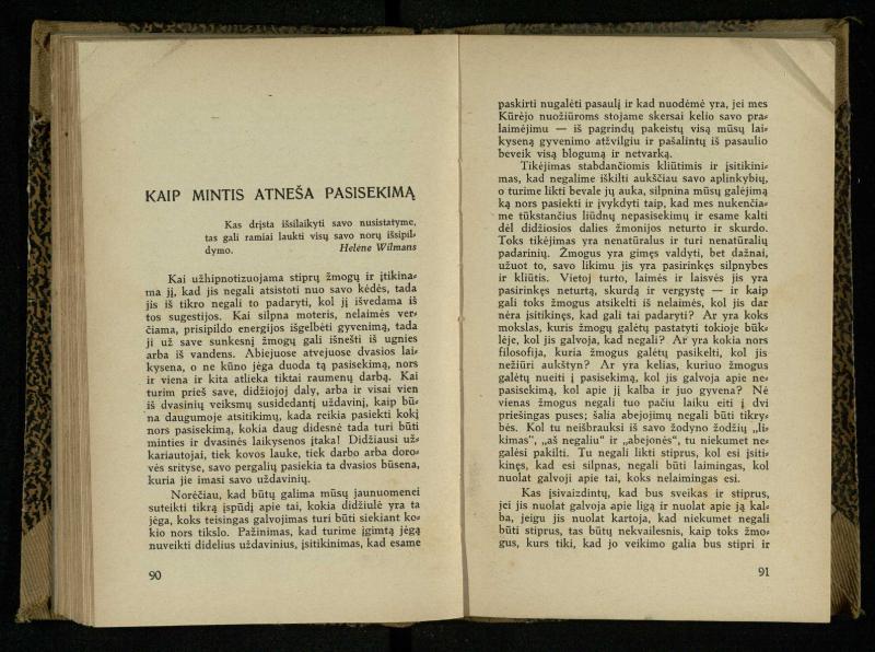 Minties galybė / Orison Swett Marden. – Kaunas: Fakelo leidinys, 1937. – 149, [2] p.