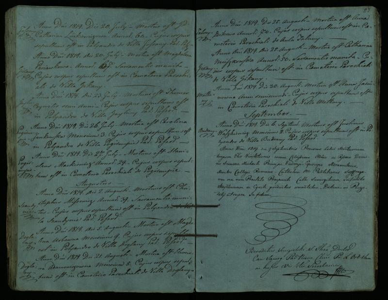 Pušaloto Romos katalikų parapijos bažnyčios 1810–1827 metų mirties metrikų knyga