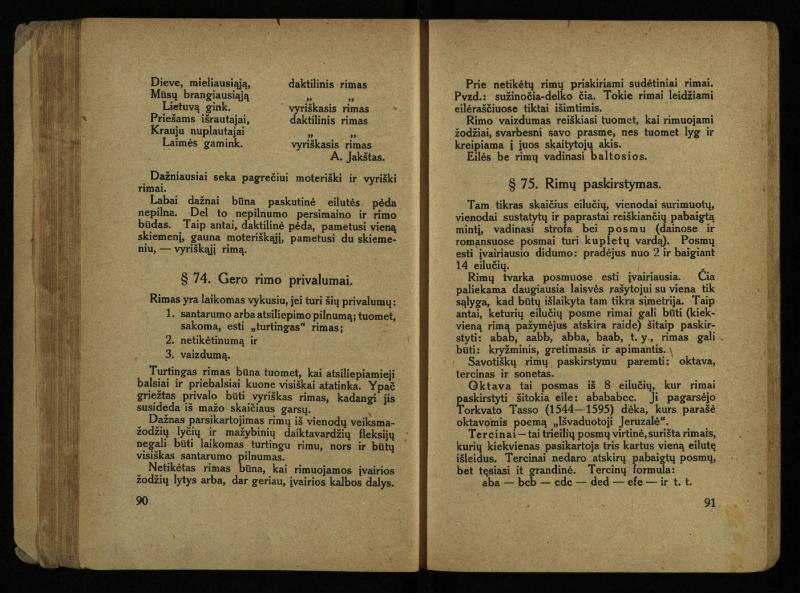 Literatūros teorija : vadovėlis aukštesniosioms mokykloms / K. Bizauskas. – 3 -ias leid. – Kaunas, 1922. – 199 p.