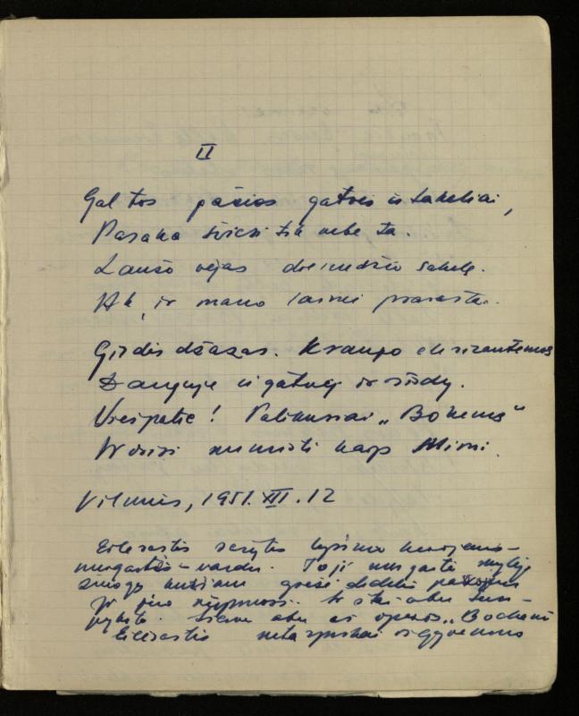 Žurnalisto, literato, vertėjo Kazimiero Pūro kūrybos V sąsiuvinis. Eilėraščiai, 1951–1952 m.