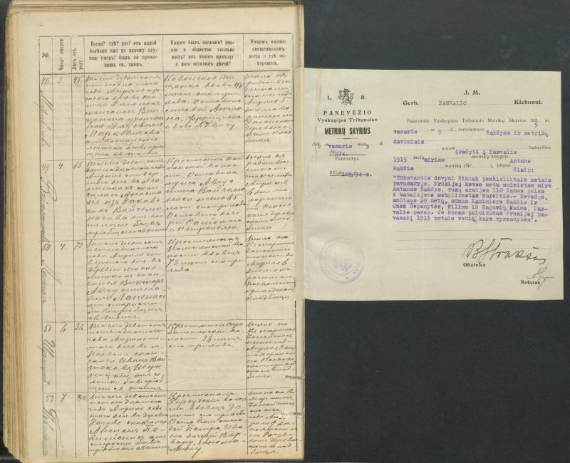 Pasvalio Romos katalikų parapijos bažnyčios 1907–1917 metų mirties metrikų knyga