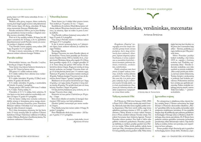 Šiaurietiški atsivėrimai : Pasvalio krašto istorijos ir kultūros žurnalas 2016, nr. 2 (41)