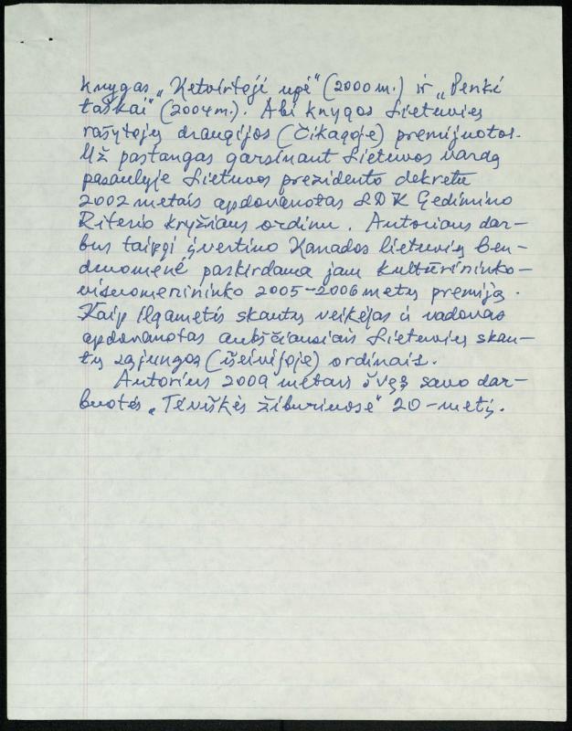 Rašytojo, savaitraščio „Tėviškės Žiburiai“ redaktoriaus Česlovo Senkevičiaus autobiografija, spausdinta knygoje „Trys iki šimto“