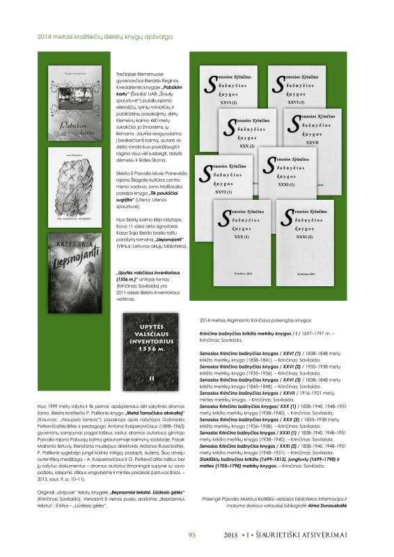 Šiaurietiški atsivėrimai : Pasvalio krašto istorijos ir kultūros žurnalas 2015, nr. 1 (38)