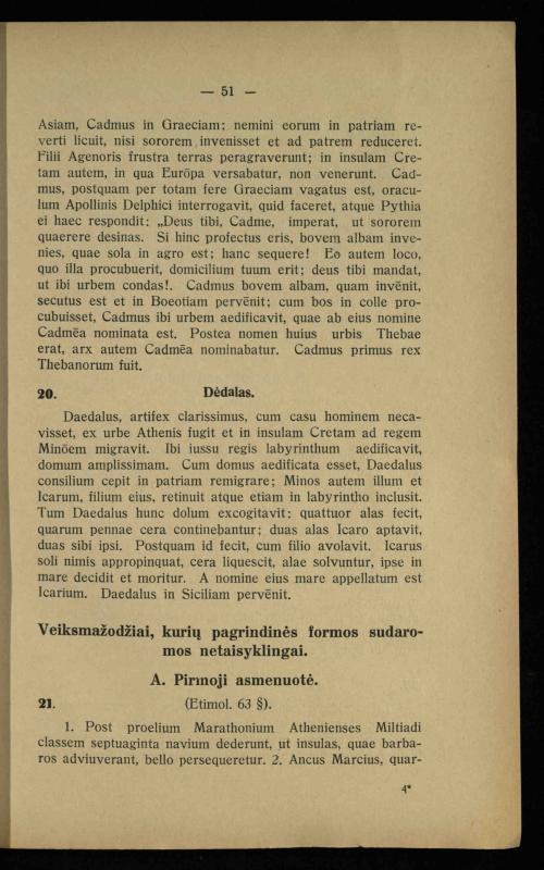 Lotynų kalbos chrestomatija: vidurinėms mokykloms vadovėlis (3-sios ir 4-sios klasės kursas) / K. Kliuksinas. – [Kaunas]: Koper. s-ga „Spaudos fondas“, 1932. – 191 p.