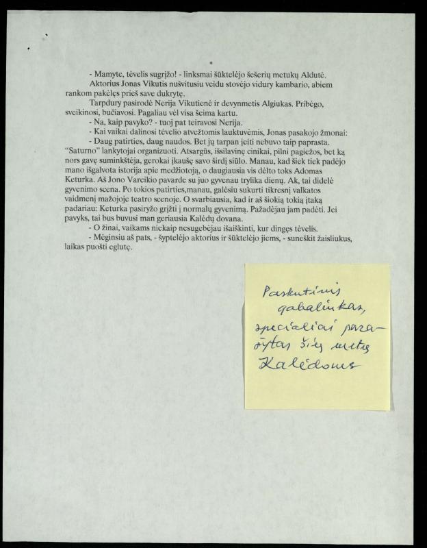 Rašytojo, savaitraščio „Tėviškės Žiburiai“ redaktoriaus Česlovo Senkevičiaus novelė „Nepažįstamas žmogelis“