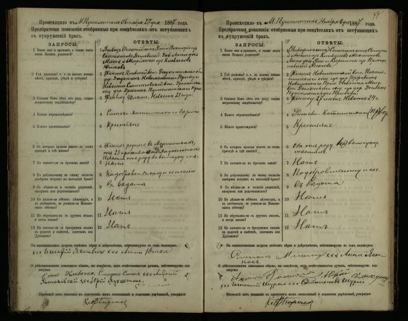 Pušaloto Romos katalikų parapijos bažnyčios 1885–1891 metų priešjungtuvinės apklausos knyga