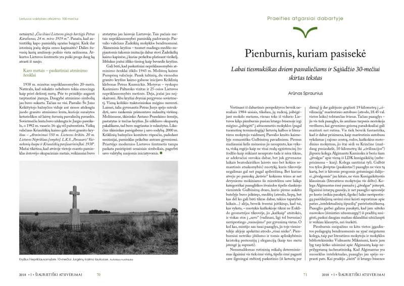Šiaurietiški atsivėrimai : Pasvalio krašto istorijos ir kultūros žurnalas 2018, nr. 1 (44)