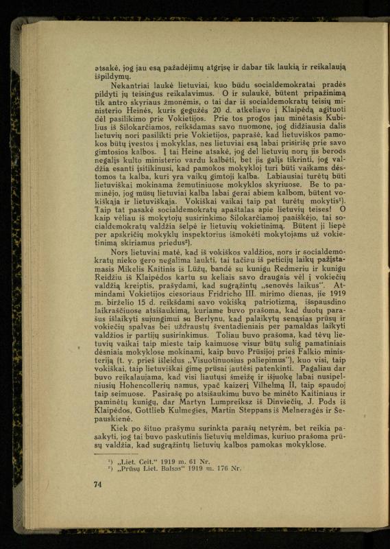 Mažosios Lietuvos mokyklos ir lietuvių kova dėl gimtosios kalbos / Ansas Bruožis; redagavo Vincas Vileišis. – Kaunas: Didž. ir Maž. Lietuvos kultūr. bendradarbiavimo s-gos Finansų m-jos tarnautojų skyriaus leidinys, 1935. – 94, [2] p.