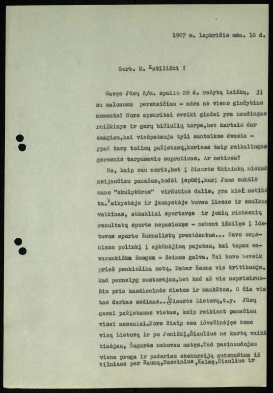Žurnalisto Vytauto Kazakevičiaus ir rašytojų Mariaus Katiliškio, Zinaidos Nagytės-Katiliškienės korespondencija. 1966–1984 m.