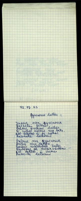 Poeto Jono Vytauto Nistelio eilėraščių sąsiuvinis