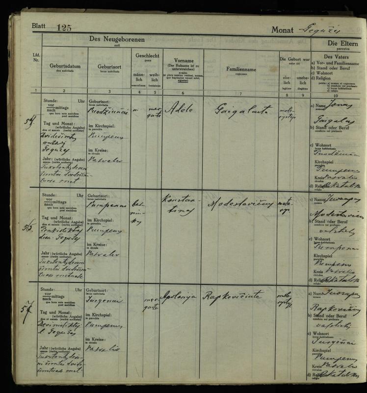 Pumpėnų Romos katalikų parapijos bažnyčios 1916–1921 metų krikšto metrikų knyga