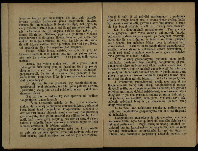 Trys pamokslai apie gaspadorystę dėl gaspadorių sodiečių / parašyta P. N. [Petro Vileišio]