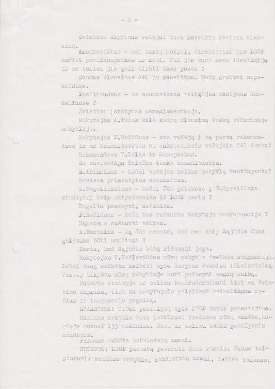 Lietuvos Sajūdžio Pasvalio rajono Tarybos susirinkimo, įvykusio 1991 m. rugsėjo 12 d., PROTOKOLAS Nr. 22