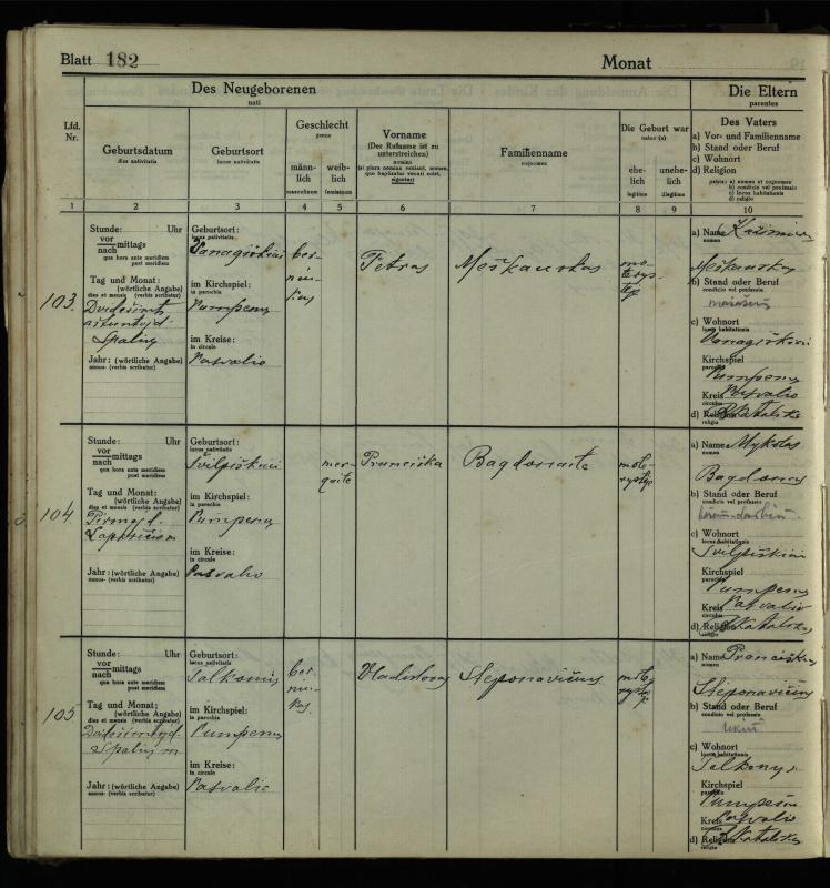 Pumpėnų Romos katalikų parapijos bažnyčios 1916–1921 metų krikšto metrikų knyga