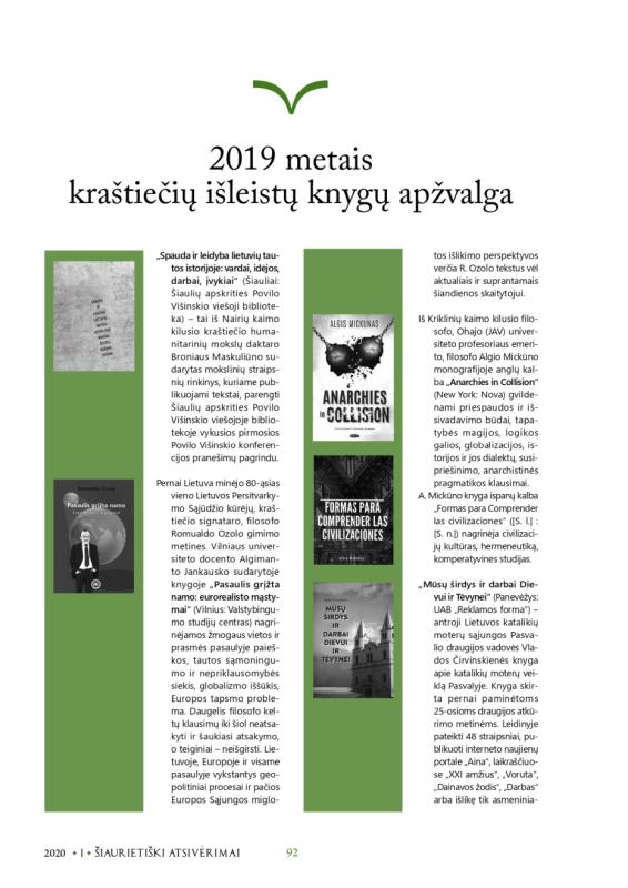 Šiaurietiški atsivėrimai : Pasvalio krašto istorijos ir kultūros žurnalas 2020, nr. 1 (48)