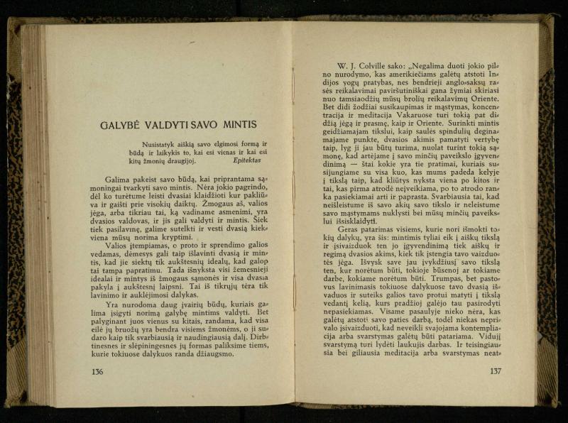 Minties galybė / Orison Swett Marden. – Kaunas: Fakelo leidinys, 1937. – 149, [2] p.