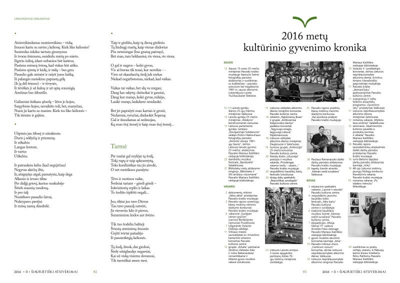 Šiaurietiški atsivėrimai : Pasvalio krašto istorijos ir kultūros žurnalas 2016, nr. 2 (41)