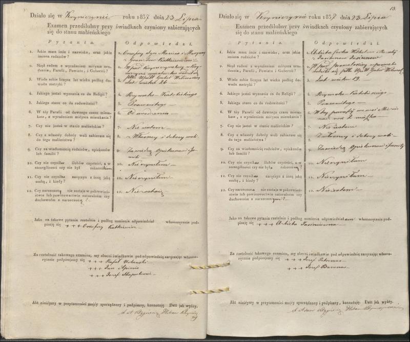 Krinčino Romos katalikų parapijos bažnyčios 1837–1839 metų priešjungtuvinės apklausos knyga