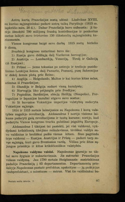Naujųjų amžių istorija: vadovėlis vidurinėms mokykloms / K. Kliuksinas. – Kaunas: Sakalas, 1936. – 160 p.