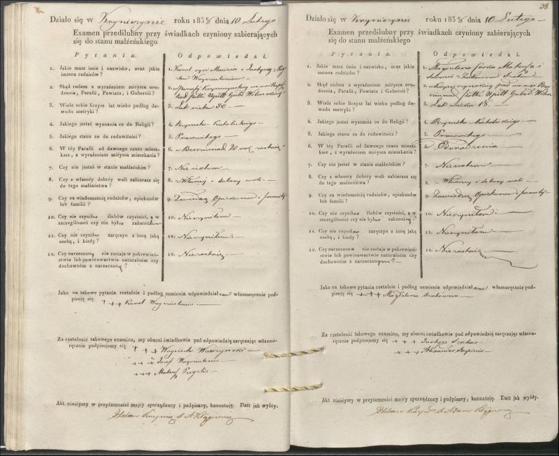 Krinčino Romos katalikų parapijos bažnyčios 1837–1839 metų priešjungtuvinės apklausos knyga