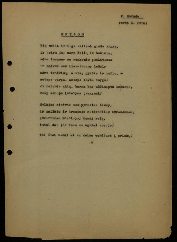 Žurnalisto, literato, vertėjo Kazimiero Pūro eilėraščių aplankas „Eilėraščiai – nuobiros“