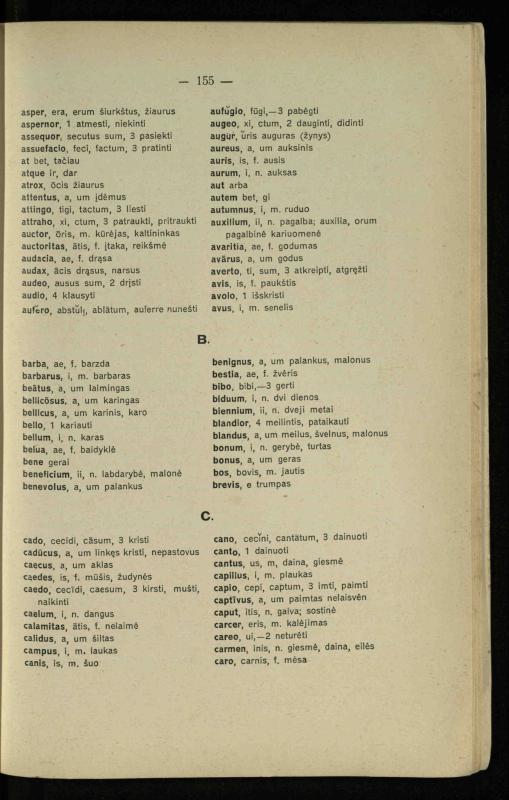 Lotynų kalbos chrestomatija: vidurinėms mokykloms vadovėlis (3-sios ir 4-sios klasės kursas) / K. Kliuksinas. – [Kaunas]: Koper. s-ga „Spaudos fondas“, 1932. – 191 p.