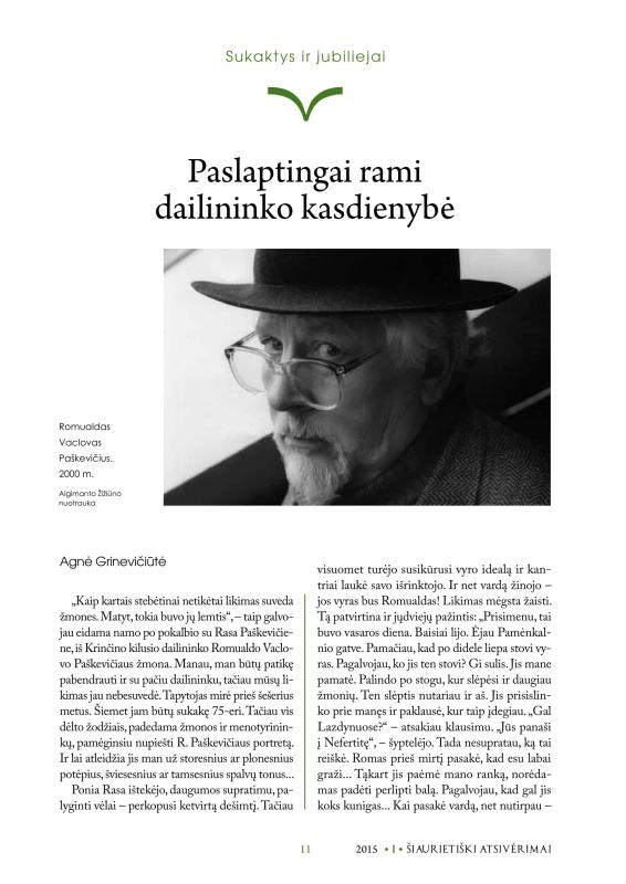 Šiaurietiški atsivėrimai : Pasvalio krašto istorijos ir kultūros žurnalas 2015, nr. 1 (38)