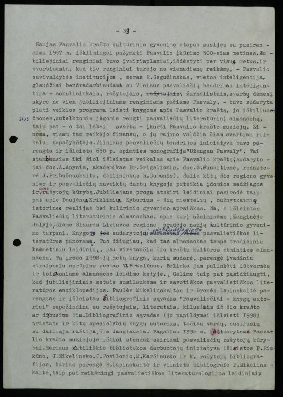 Žurnalisto, literato, vertėjo Kazimiero Pūro literatūros studija „Pasvalio krašto literatūrinės atovartos (1863–2000)“