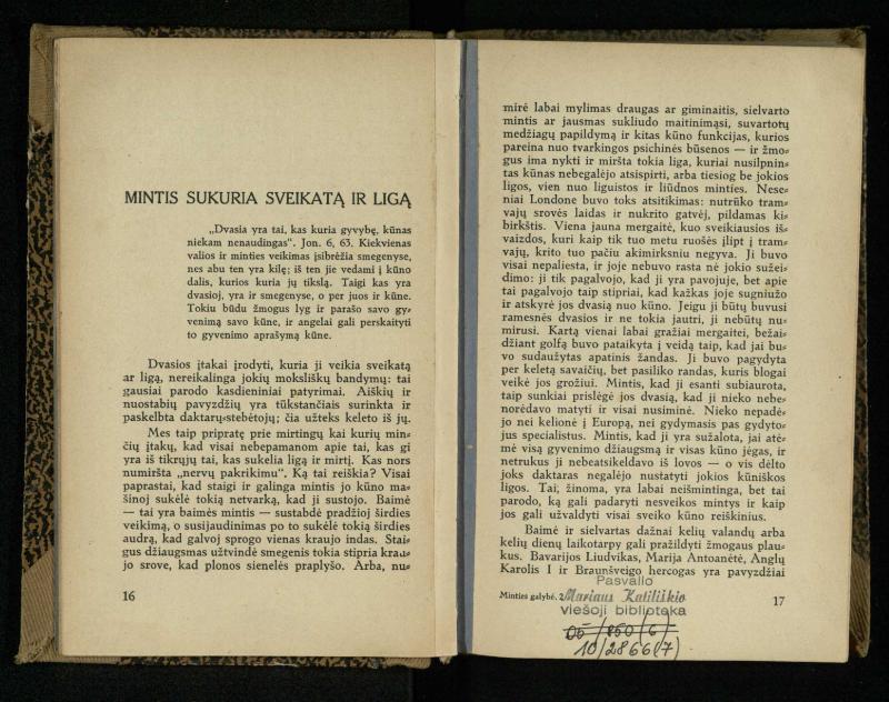 Minties galybė / Orison Swett Marden. – Kaunas: Fakelo leidinys, 1937. – 149, [2] p.