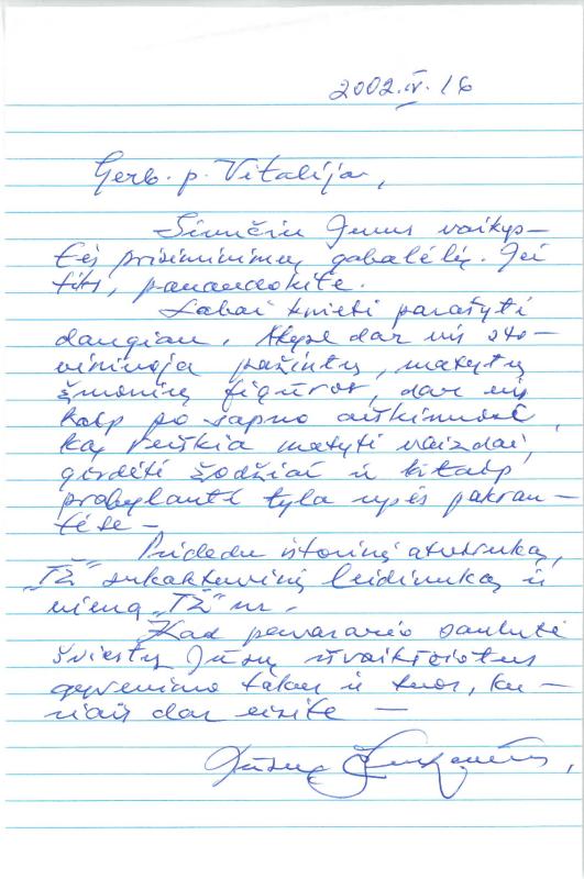 Rašytojo, savaitraščio „Tėviškės Žiburiai“ redaktoriaus Česlovo Senkevičiaus laiškai Pasvalio Mariaus Katiliškio viešosios bibliotekos bibliotekininkei Vitalijai Kazilionytei. 2001–2012 m.