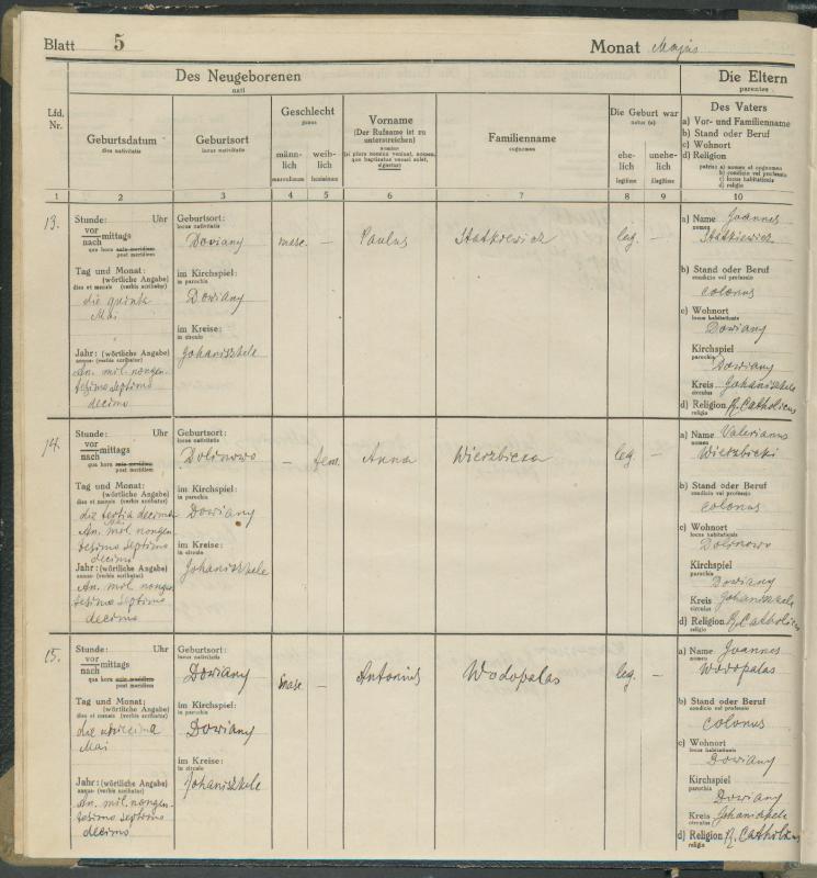 Daujėnų Romos katalikų parapijos bažnyčios 1917–1918 metų krikšto metrikų knyga