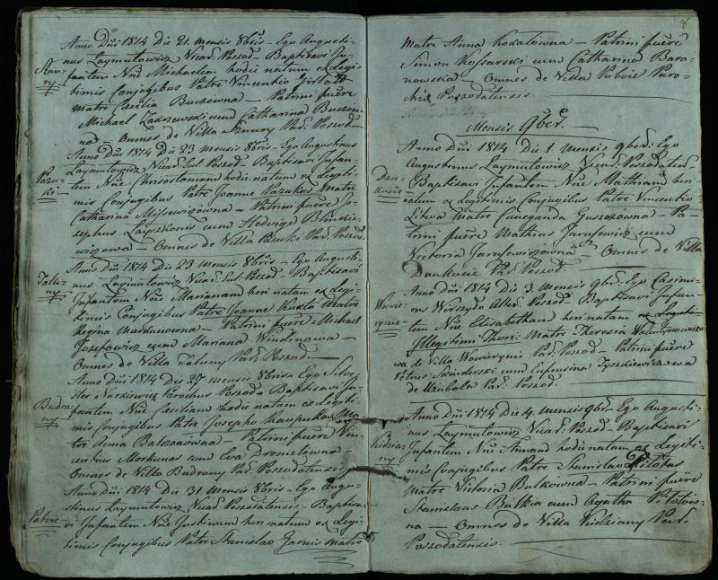 Pušaloto Romos katalikų parapijos bažnyčios 1814–1822 metų krikšto metrikų knyga