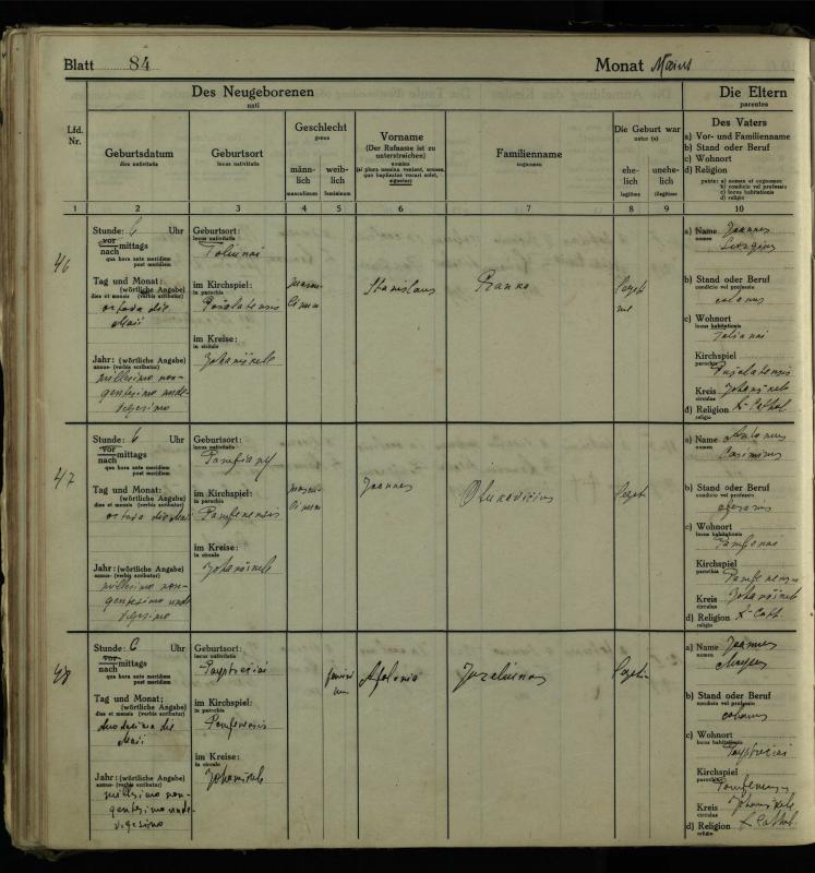 Pumpėnų Romos katalikų parapijos bažnyčios 1916–1921 metų krikšto metrikų knyga
