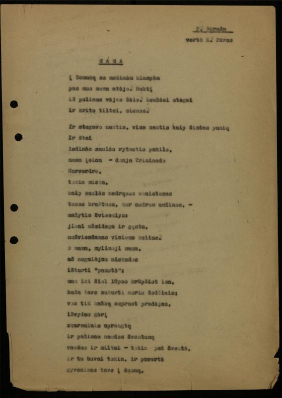 Žurnalisto, literato, vertėjo Kazimiero Pūro eilėraščių aplankas „Eilėraščiai – nuobiros“