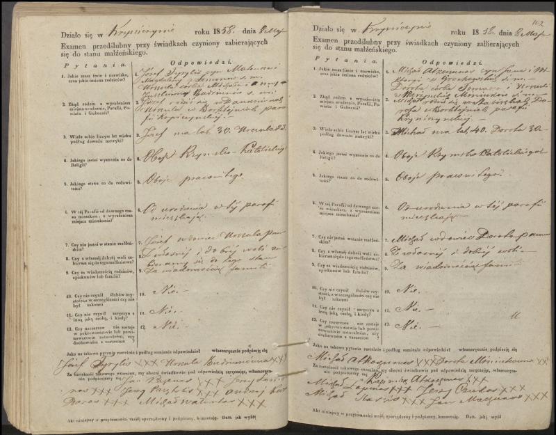 Krinčino Romos katalikų parapijos bažnyčios 1853–1862 metų priešjungtuvinės apklausos knyga