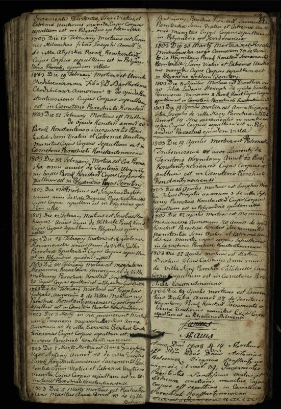 Vaškų (Konstantinavo) Romos katalikų parapijos bažnyčios 1763–1804 metų mirties metrikų knyga
