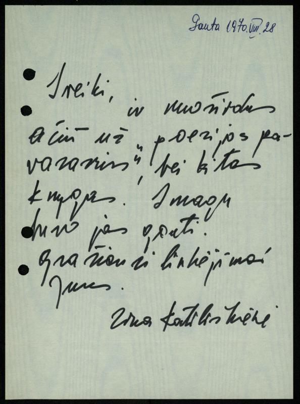 Žurnalisto Vytauto Kazakevičiaus ir rašytojų Mariaus Katiliškio, Zinaidos Nagytės-Katiliškienės korespondencija. 1966–1984 m.