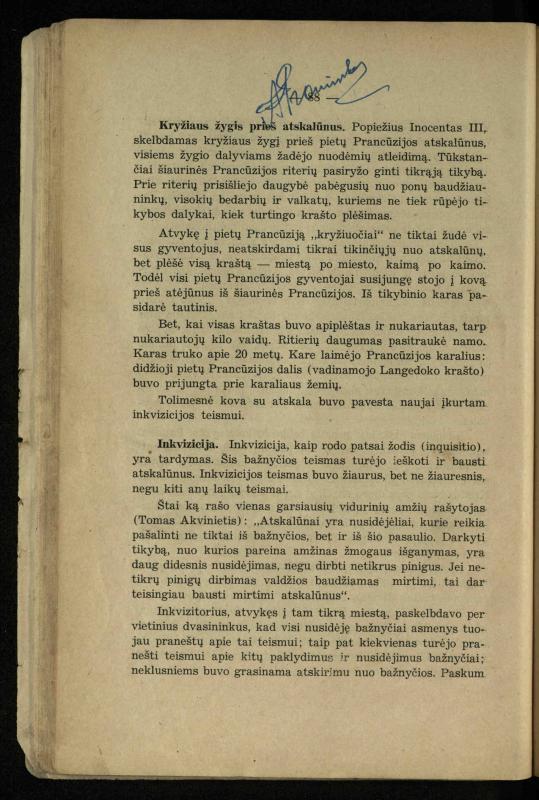Vidurinių amžių istorija: vadovėlis vidurinėms ir aukštesniosioms mokykloms / K. Kliuksinas. – Kaunas: Sakalas, 1935. – 137, [5] p.