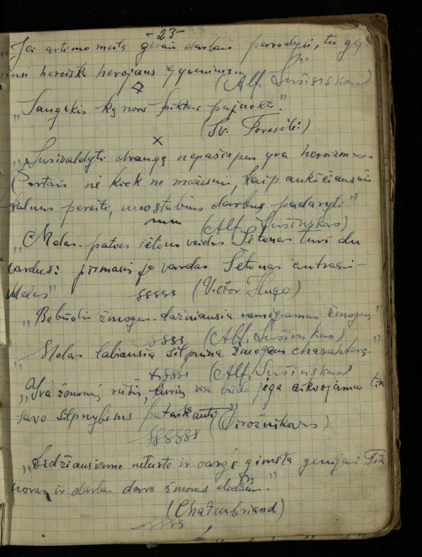 Žurnalisto, literato, vertėjo Kazimiero Pūro sąsiuvinis „Perskaitytų knygų ištraukos, mintys ir mano paties kūryba“