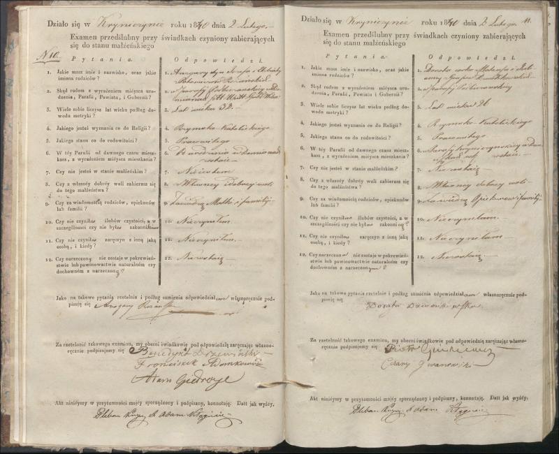 Krinčino Romos katalikų parapijos bažnyčios 1840–1844 metų priešjungtuvinės apklausos knyga