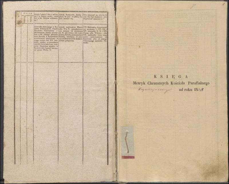 Krinčino Romos katalikų parapijos bažnyčios 1848 metų krikšto metrikų knyga